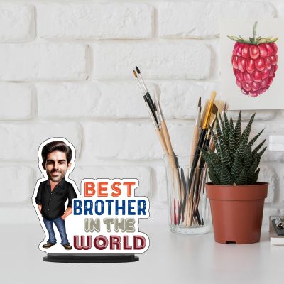 Personalized Caricature Photo Frame Best Gift For Birthday Gift for Brother, Sister Character Caricature Photo Frame Unique Design Gift for Raksha Bandhan (Best Brother In The World)
